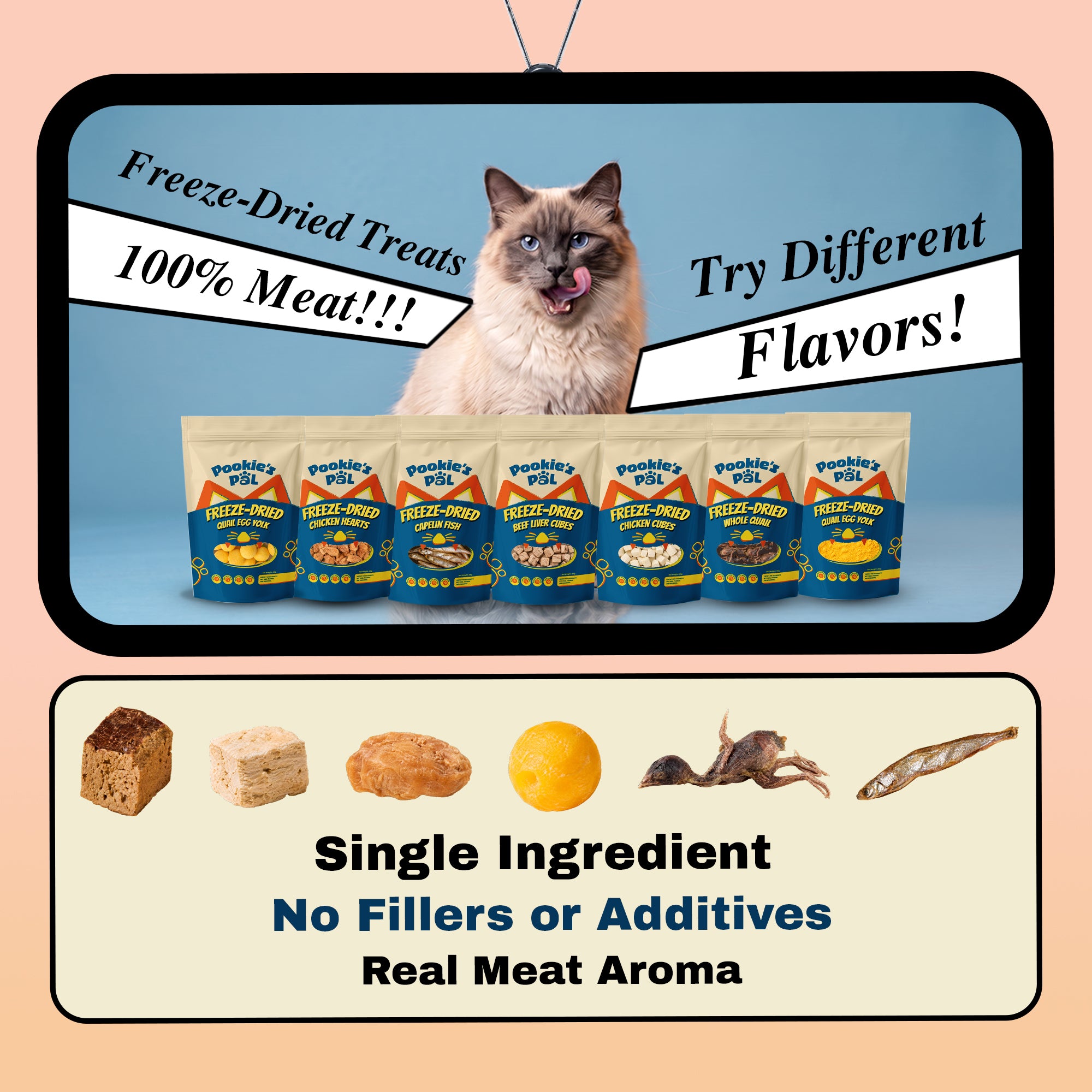 Pookie's Pal freeze-dried treats in different flavours